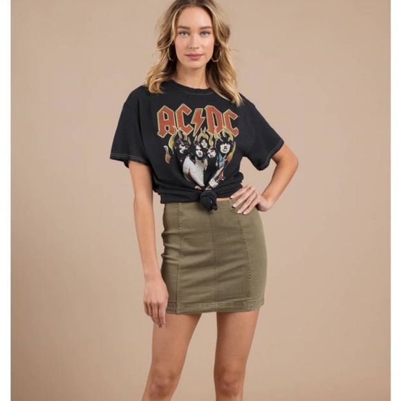 Free People Olive Green Mini Jean Skirt Denim Skirt 4‎ - Picture 3 of 8